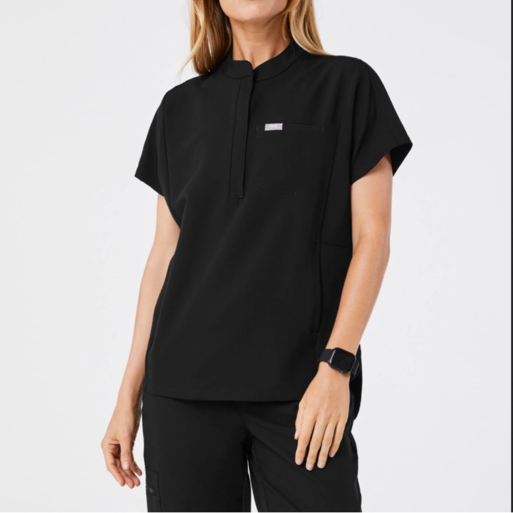 Figs Montex Scrub Top Black